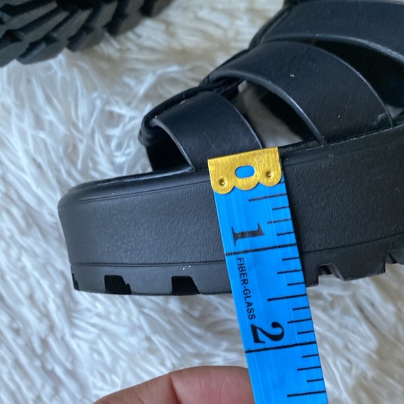 New women’s Sz 8  black straps chunk heels platform casual sandals - Picture 6 of 10